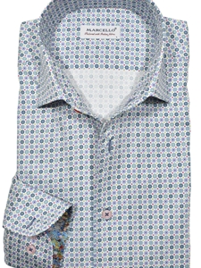 Soleil Medallion Roll Collar Men's Sport Shirt | Marcello Sport Shirts Collection | Sam's Tailoring Fine Men's Clothing