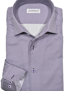 Plum Concentric Roll Collar Men's Sport Shirt | Marcello Sport Shirts Collection | Sam's Tailoring Fine Men's Clothing