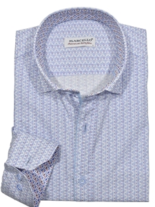 Lilac Circles Cotton Sateen Men's Sport Shirt | Marcello Sport Shirts Collection | Sam's Tailoring Fine Men's Clothing