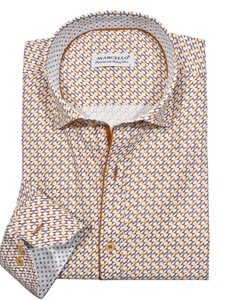 Copper Fleur Cotton Men's Sport Shirt | Marcello Sport Shirts Collection | Sam's Tailoring Fine Men's Clothing