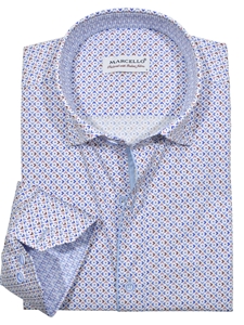 Sky Open Diamond Men's Sport Shirt | Marcello Sport Shirts Collection | Sam's Tailoring Fine Men's Clothing