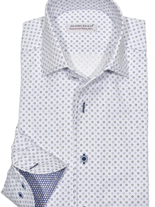 White Open Star Cotton Men's Sport Shirt | Marcello Sport Shirts Collection | Sam's Tailoring Fine Men's Clothing