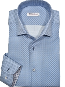 Sky Diamond Roll Collar Men's Sport Shirt | Marcello Sport Shirts Collection | Sam's Tailoring Fine Men's Clothing