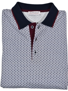 Sky, White & Red Medallion Men's Polo | Marcello Polos Collection | Sam's Tailoring Fine Men's Clothing