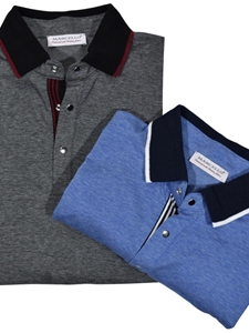 Charcoal & Blue Philly Snap Men's Polo | Marcello Polos Collection | Sam's Tailoring Fine Men's Clothing