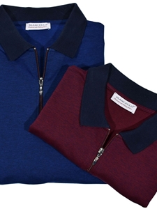 Royal & Wine Vegas Zip Men's Polo | Marcello Polos Collection | Sam's Tailoring Fine Men's Clothing