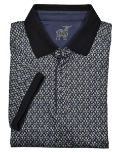 Raffi Navy Geometric Men's Polo | Marcello Polos Collection | Sam's Tailoring Fine Men's Clothing