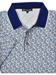 Indigo Paisley Short Sleeve Men's  Polo | Marcello Polos Collection | Sam's Tailoring Fine Men's Clothing