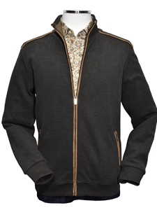 Dark Gray Zona Zip Men's Cardigan | Marcello Sweaters Collection | Sam's Tailoring Fine Men's Clothing