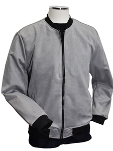 Silver Ultra Suede Italian Men's Bomber | Marcello Jackets Collection | Sam's Tailoring Fine Men's Clothing