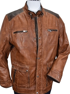 Cognac Engineered Leather Classic Jacket | Marcello Jackets Collection | Sam's Tailoring Fine Men's Clothing