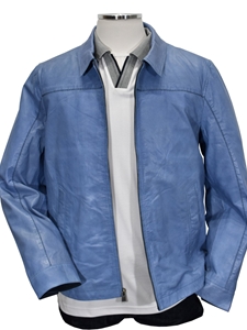 Ice Blue Furrier Sport Leather Men's Jacket | Marcello Jackets Collection | Sam's Tailoring Fine Men's Clothing