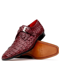 Wine Caiman Crocodile Luigi Men's Buckle Shoe | Marco Di Milano Monk Strap Shoes | Sam's Tailoring Fine Men's Clothing