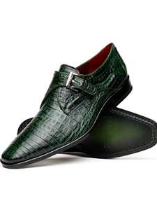 Green Caiman Crocodile Rovigo Men's Buckle Shoe | Marco Di Milano Monk Strap Shoes | Sam's Tailoring Fine Men's Clothing