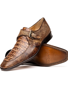 Rustic Caiman Crocodile & Lizard Men's Buckle Shoe | Marco Di Milano Monk Strap Shoes | Sam's Tailoring Fine Men's Clothing