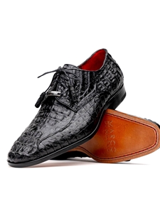 Black Caiman Crocodile Leather Men's Dress Shoe | Marco Di Milano Lace Up Shoes Collection | Sam's Tailoring Fine Men's Clothing