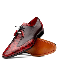 Black Cherry Alligator & Calfskin Leather Dress Shoe | Marco Di Milano Lace Up Shoes Collection | Sam's Tailoring Fine Men's Clothing