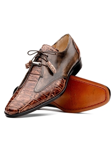 Orix/ Brown Alligator & Calfskin Leather Dress Shoe | Marco Di Milano Lace Up Shoes Collection | Sam's Tailoring Fine Men's Clothing