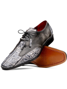 Grey Alligator & Calfskin Leather Men's Dress Shoe | Marco Di Milano Lace Up Shoes Collection | Sam's Tailoring Fine Men's Clothing