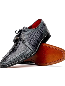 Dark Grey Hornback Caiman Crocodile Dress Shoe | Marco Di Milano Lace Up Shoes Collection | Sam's Tailoring Fine Men's Clothing