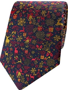 Navy Reindeer Woven Neat Printed Wool/Silk Tie  | Gitman Ties Collection | Sam's Tailoring Fine Men Clothing