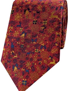 Red Reindeer Woven Neat Printed Wool/Silk Tie | Gitman Ties Collection | Sam's Tailoring Fine Men Clothing