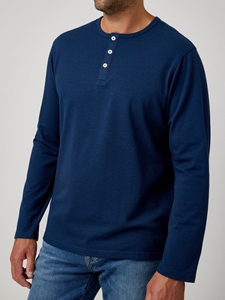 Navy Solid Trailblazer Men's Henley | Stone Rose Polos Collection | Sam's Tailoring Fine Men Clothing