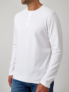 White Solid Trailblazer Men's Henley | Stone Rose Polos Collection | Sam's Tailoring Fine Men Clothing