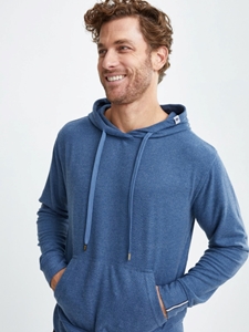 Denim Blue T-Series Fleece Rover Knit Hoodie | Stone Rose Sweaters Collection | Sam's Tailoring Fine Men Clothing