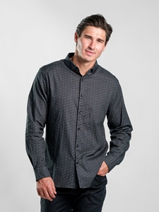 Black Mushrooms Nova Long Sleeve Men's Shirt | Stone Rose Shirts Collection | Sam's Tailoring Fine Men Clothing