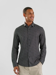 Black Mini Disty Nova Long Sleeve Men's Shirt | Stone Rose Shirts Collection | Sam's Tailoring Fine Men Clothing