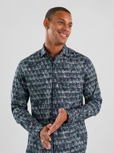 Dark Blue Skulls Nova Long Sleeve Men's Shirt | Stone Rose Shirts Collection | Sam's Tailoring Fine Men Clothing