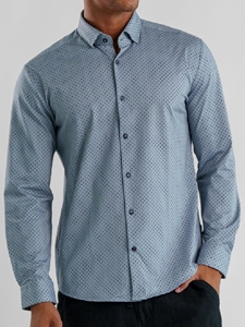 Medium Blue Micro Dot Apex Men Long Sleeve Shirt | Stone Rose Shirts Collection | Sam's Tailoring Fine Men Clothing