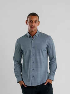 Navy Textured Check Apex Men's Long Sleeve Shirt | Stone Rose Shirts Collection | Sam's Tailoring Fine Men Clothing