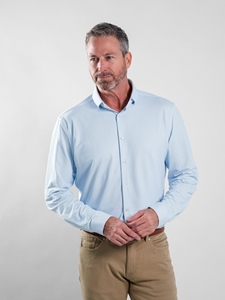 Light Blue Birdseye Apex Men Long Sleeve Shirt | Stone Rose Shirts Collection | Sam's Tailoring Fine Men Clothing