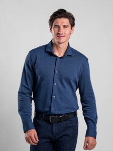 Navy Long Sleeve Origin Men's T-Series Shirt | Stone Rose Shirts Collection | Sam's Tailoring Fine Men Clothing