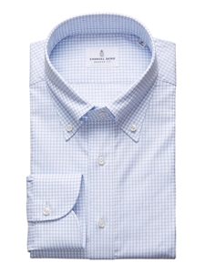 Blue Check Fine Cotton Poplin Buttondown Men's Shirt | Emanuel Berg Shirt Collection | Sam's Tailoring Fine Men's Clothing