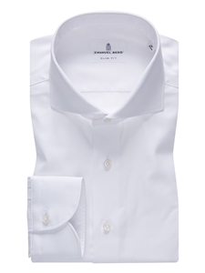 White Slim Fit Traveller Men's Dress Shirt | Emanuel Berg Shirt Collection | Sam's Tailoring Fine Men's Clothing