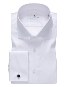 White Traveller Steep Twill French Cuff Dress Shirt | Emanuel Berg Shirt Collection | Sam's Tailoring Fine Men's Clothing