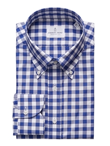 Blue Check Fine Cotton Twill Buttondown Men's Shirt | Emanuel Berg Shirt Collection | Sam's Tailoring Fine Men's Clothing