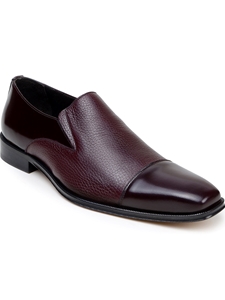 Burgundy Italian Deerskin/Nappa Leather Men's Loafer | Belvedere Dress Shoes Collection | Sam's Tailoring Fine Men's Clothing