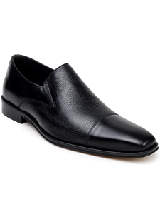 Black Italian Deerskin/Nappa Leather Men's Loafer | Belvedere Dress Shoes Collection | Sam's Tailoring Fine Men's Clothing