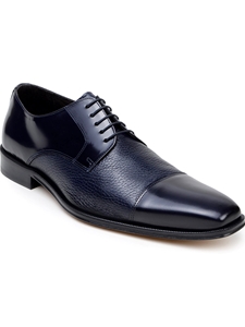 Navy Italian Deerskin/Nappa Leather Lace Up Shoe | Belvedere Dress Shoes Collection | Sam's Tailoring Fine Men's Clothing