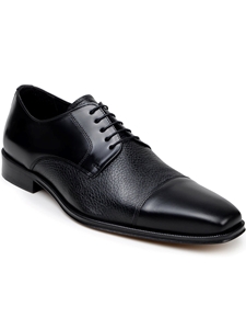 Black Italian Deerskin/Nappa Leather Lace Up Shoe | Belvedere Dress Shoes Collection | Sam's Tailoring Fine Men's Clothing