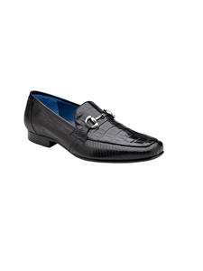 Black Caiman Crocodile & Lizard Udine Men's Loafer | Belvedere Dress Shoes Collection | Sam's Tailoring Fine Men's Clothing