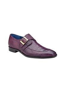 Antique Purple Crocodile & Lizard Pablo Monk Strap Shoe | Belvedere Dress Shoes Collection | Sam's Tailoring Fine Men's Clothing