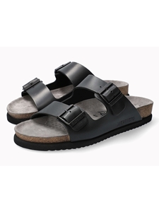 Black Grain Leather Buckle Men's Sandal | Mephisto Men's Sandals  | Sam's Tailoring Fine Men Clothing