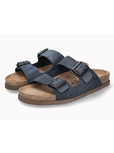 Night Blue Leather Buckle Men's Sandal | Mephisto Men's Sandals  | Sam's Tailoring Fine Men Clothing