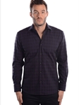 Purple Check With Black Background Dobby Shirt  | Bertigo Fall 2016 Shirts Collection