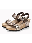 Dark Brown Leather Fancy Print Women Cork Sandal | Mephisto Women Cork Sandals | Sam's Tailoring Fine Women's Shoes